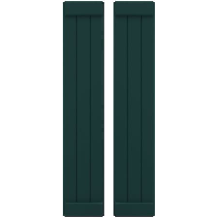 Americraft 3-Board Exterior Wood Joined Board-n-Batten Shutters W/ End Batten, ARW103BB311X34FGH